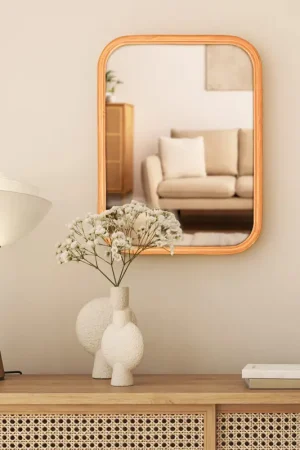 Satisfait Ou Remboursé Miroir rectangle 'Bambou' beige